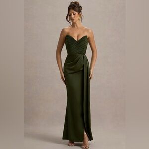 Club L London Edel Olive Satin Strapless